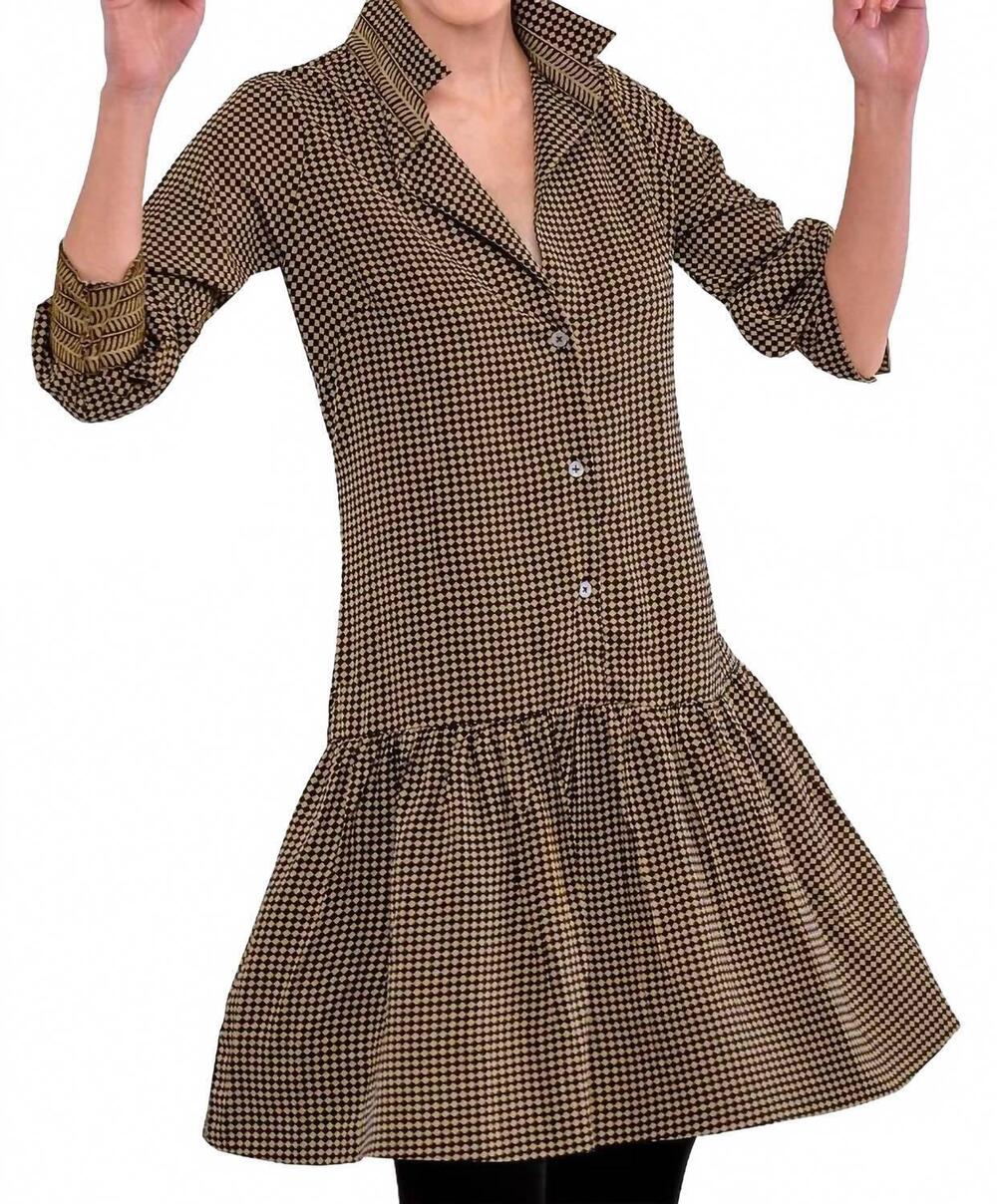 NEW GRETCHEN SCOTT so sweet dress in checkmate black/ khaki
